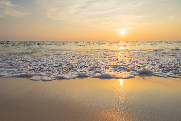 istock Golden sunrise sunset over the sea ocean waves 628439906