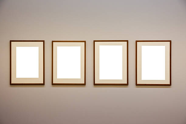 istock Four Art Museum Frame Red Wall Minimal Design White Isolated 628440764