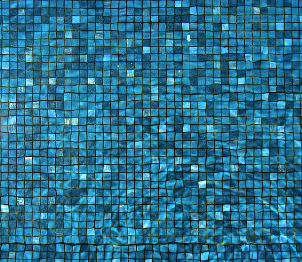Swimming pool floor blue tiles mosaic background