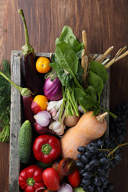 istock Local vegetables in wood crate 628453504