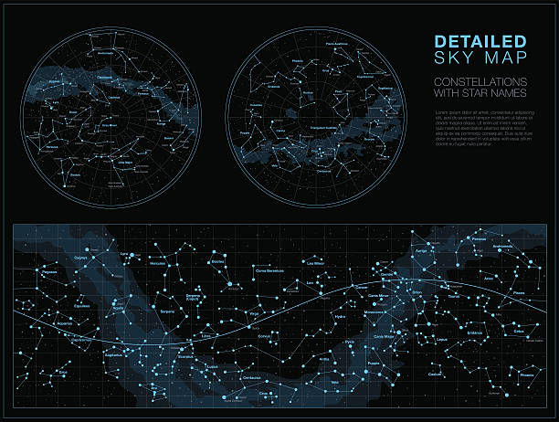 detaillierte sky maps vektor-set - sternbild stock-grafiken, -clipart, -cartoons und -symbole