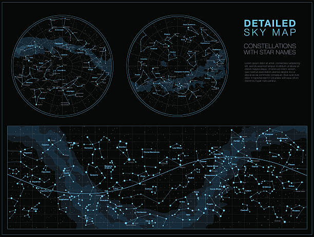 Detailed sky maps vector set High detailed sky maps vector set with star and constellation names constellation stock illustrations