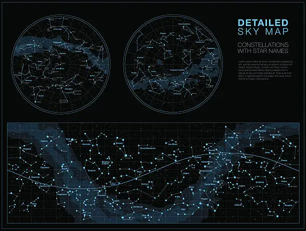 Vector illustration of Detailed sky maps vector set