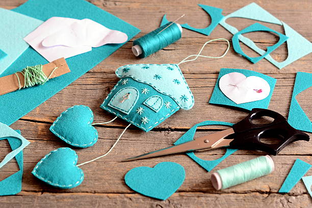 istock House with hearts decoration made from felt 628454558