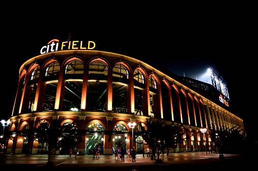 New York, NY, USA - September 20, 2016: Citi Field in Night: Home of major league baseball team the New York Mets.