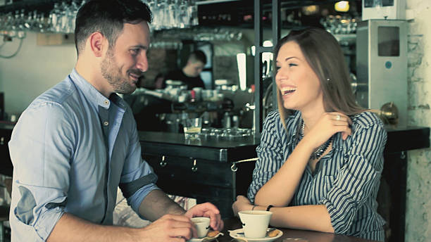 istock Smiling couple enjoying in the bar 628461048