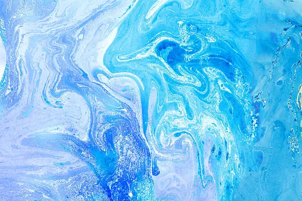 Photo of Blur marbling blue-violet texture. Creative background abstract oil painted