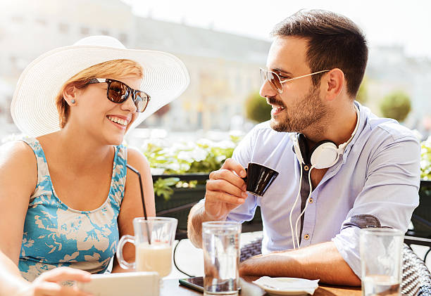 istock Young couple having a date in a cafe 628470488