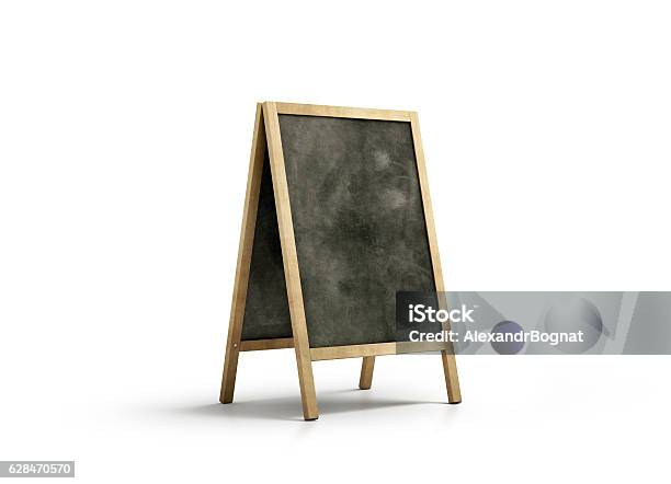 Blank Chalk Board Street Stand Mockup Isolated Stock Photo - Download Image Now - Chalkboard - Visual Aid, Sign, Standing