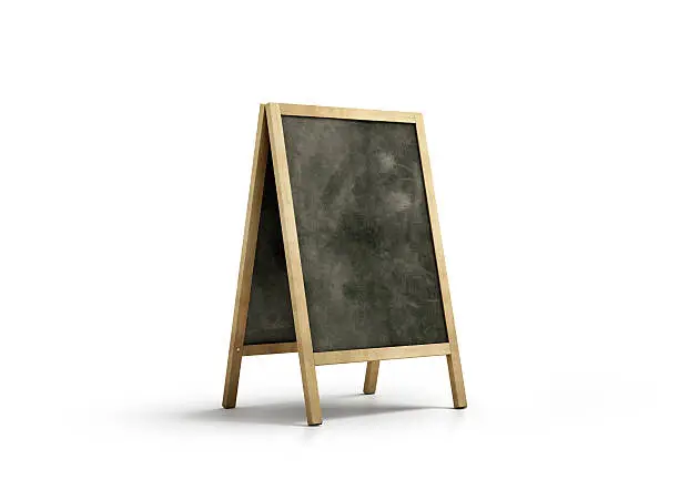 Photo of Blank chalk board street stand mockup, isolated