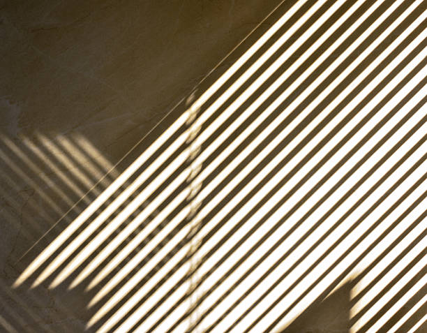 istock Abstract of window screen shadow on bathroom wall. 628471052