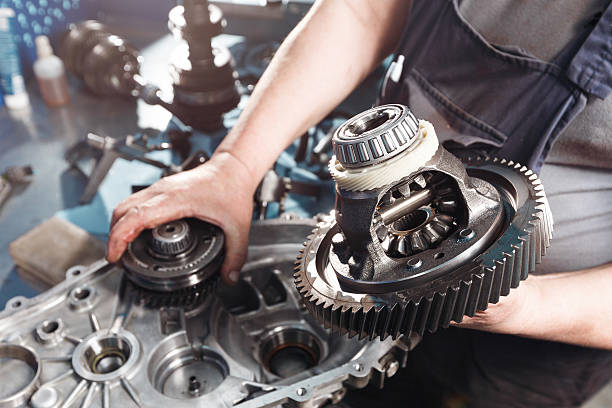 istock Cross-section of a car gearbox. mechanics work in the 628471106