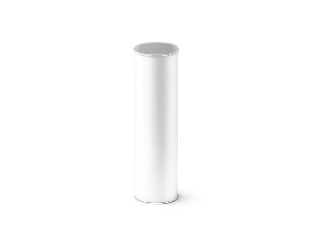 istock Blank white carton cylinder box mockup, isolated 628471396