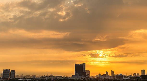 istock Sky in sunset time with building in the city. 628484606
