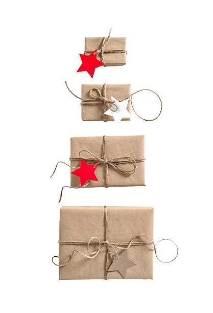 istock Gift boxes with star shaped paper tag Holidays concep 628489344