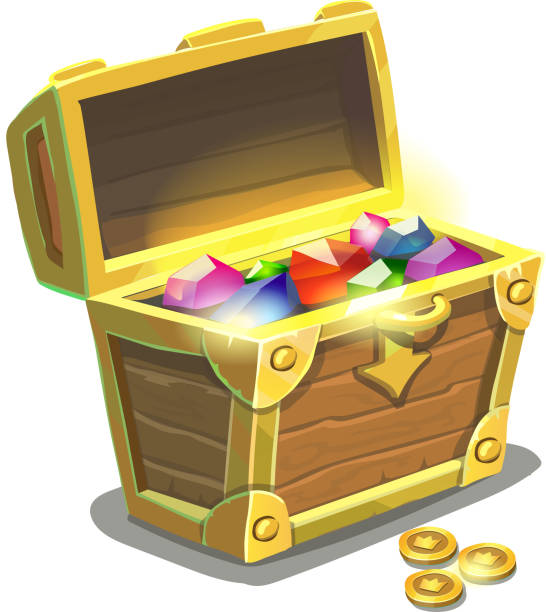 istock Treasure chest full of jewels, cartoon vector illustration 628497076