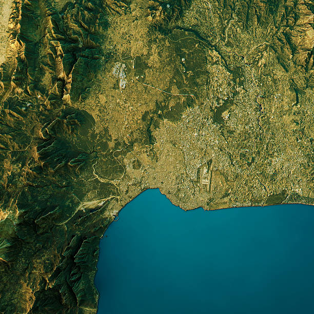 istock Antalya Topographic Map Natural Color Top View 628498324