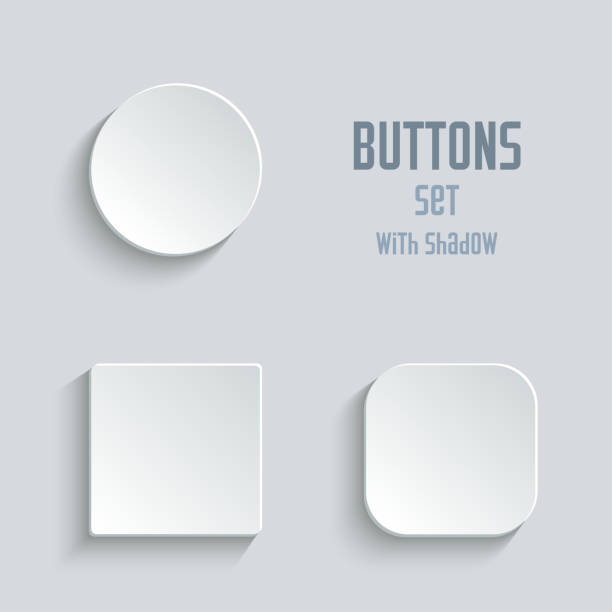 미디어 아이콘 세트-벡터 인명별 앱 버튼 - 정사각형 구성 stock illustrations