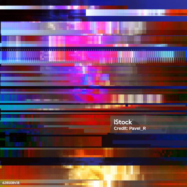 Glitched Abstract Vector Background Made Of Colorful Pixel Mosaic Digital Stock Illustration - Download Image Now