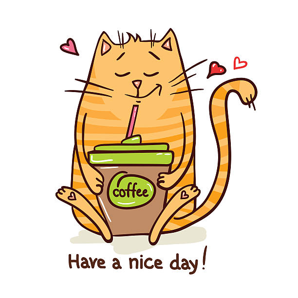 Cute Cat Coffee Break 2 Stock Illustration - Download Image Now