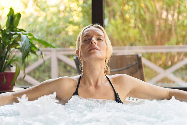 istock Zen-like in hot tub 628516148