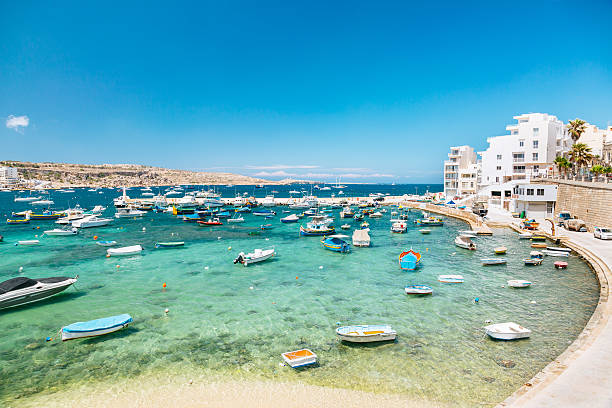 istock Boats in Bugibba bay, Malta 628518002