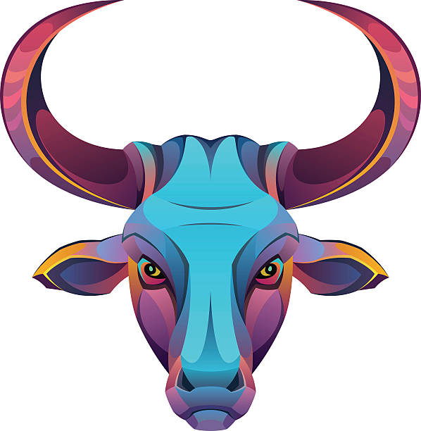 bull head - taurus bull minotaur cow stock illustrations