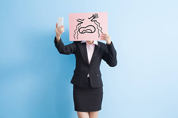 business woman take billboard
