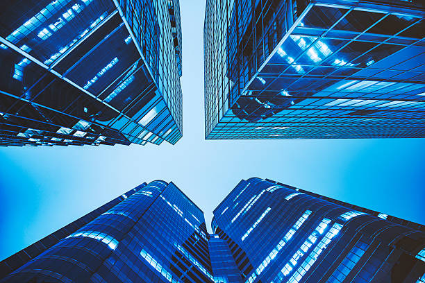 istock Modern skyscrapers in a business district 628529314