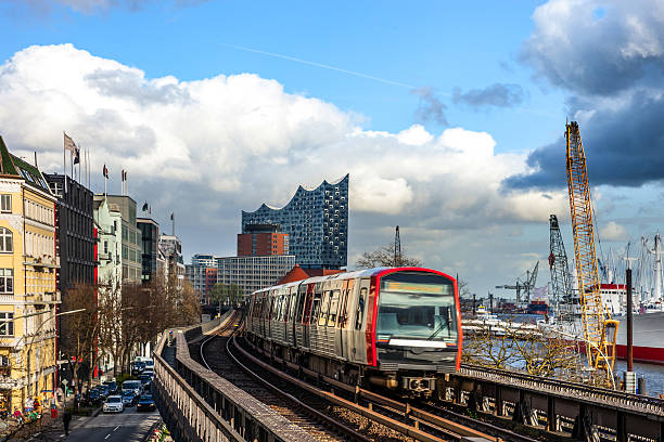 istock Metro train overground in Hamburg, Germany 628535356