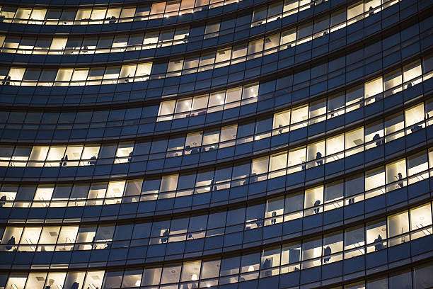 istock Corporate building at night 628535980