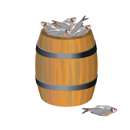 Barrel of fish. Vector illustration
