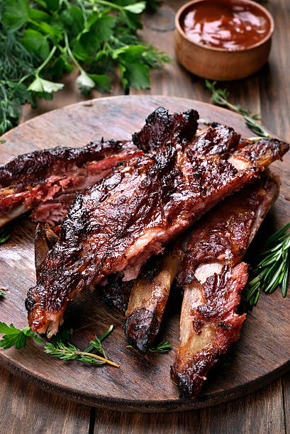 istock Grilled sliced barbecue pork ribs 628549460