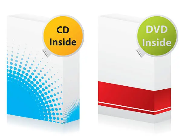 Vector illustration of Cd and dvd boxes