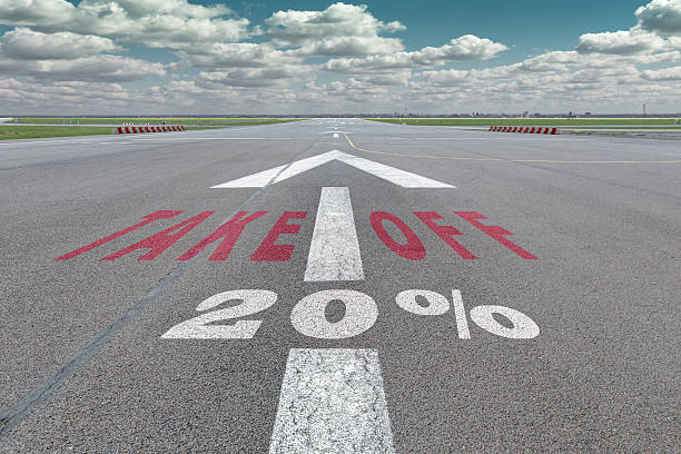 istock Airport runway arrow 20 percent 628559342
