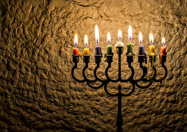 istock Menorah with the glitter lights of candles 628563732