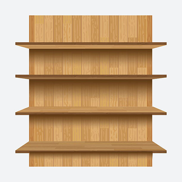 木製の壁に空の棚 - shelf bookshelf empty box点のイラスト素材／クリップアート素材／マンガ素材／アイコン素材