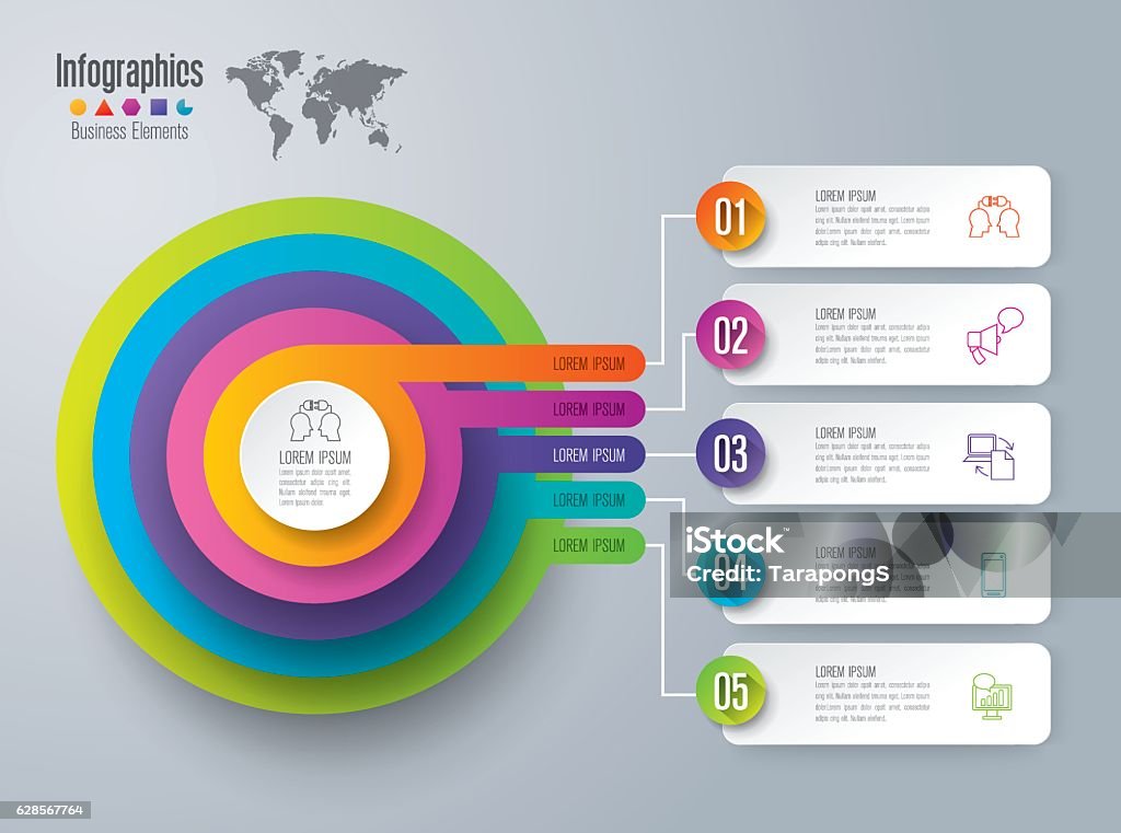 Infographic design vector and business icons. Vector illustration was made in eps 10 with gradients and transparency. Circle stock vector