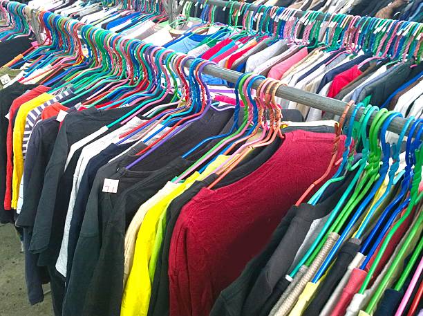 istock The Secondhand clothes in the market 628568354