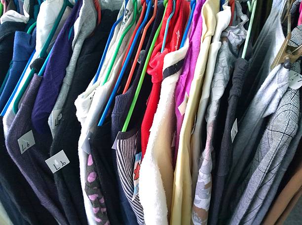 istock The Secondhand clothes in the market 628578990