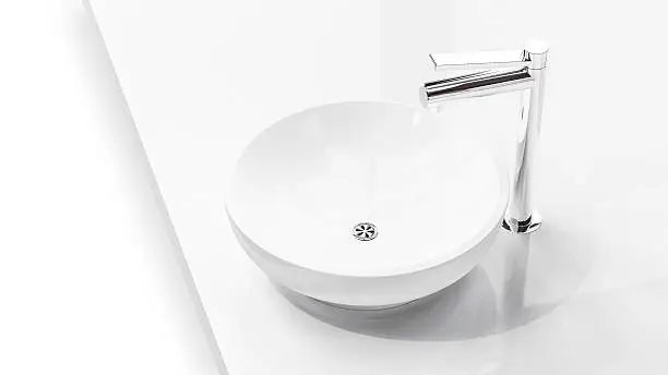 Modern sinks made of white ceramic in a soft light on white background 3d illustration