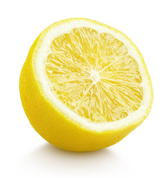 Half lemon citrus fruit isolated on white Single half lemon citrus fruit isolated on white background with clipping path limon province photos stock pictures, royalty-free photos & images