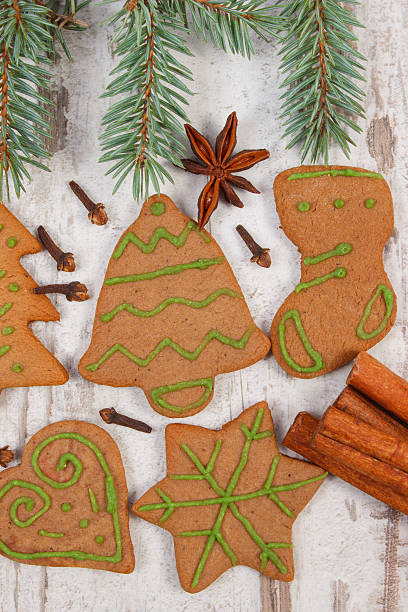 istock Decorated gingerbread, spruce branches, spices, christmas decoration 628581522