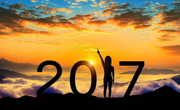 istock Silhouette of Happy new year 2017. 628581608