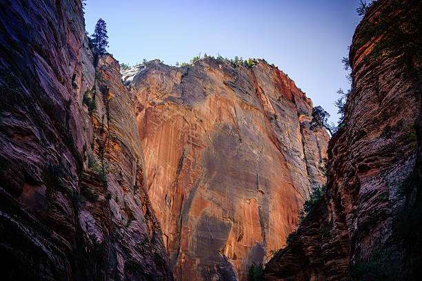 Mountain Faces over the Canyon, Zion National Park, Utah stock photo