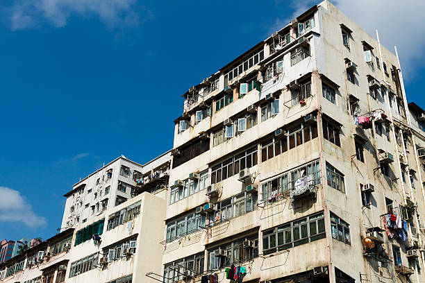 istock Old residential building in Hong Kong 628591948