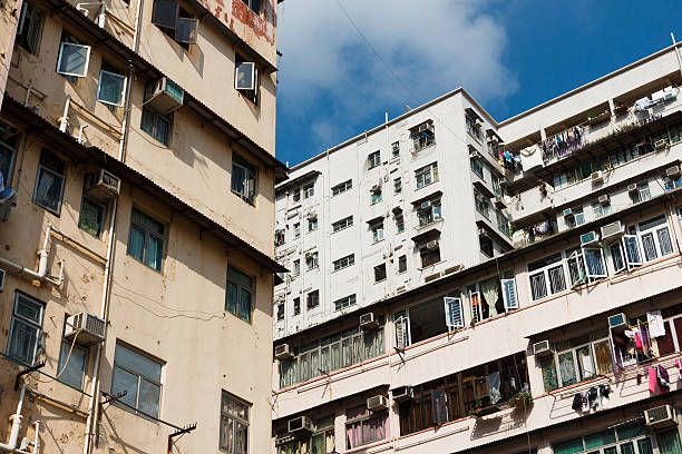 istock Old residential building in Hong Kong 628592098