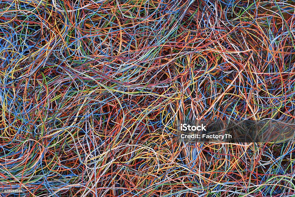 Farbige telecommunication Kabel und Kabel  - Lizenzfrei Chaos Stock-Foto