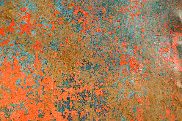 metall-oberfläche  - metal rust fungus paint cracked stock-fotos und bilder