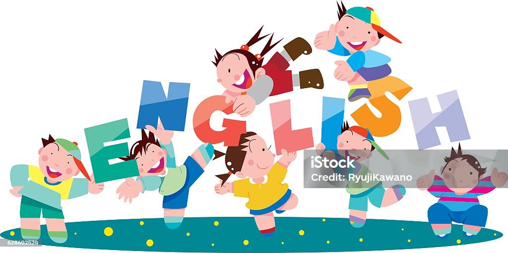 Learning English Children learning English Fun stock vector